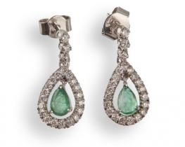 Gold Earrings GARCIA - Emerald & Diamonds