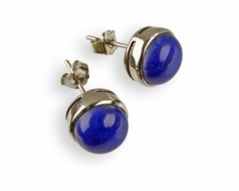 Yellow Gold Earrings Lapis lazuli 12 mm