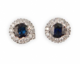 Gold Earrings Blue Sapphira & diamonds QUEEN