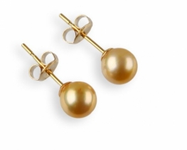 Gold Pearl Earrings AKOYA 6.5 mm