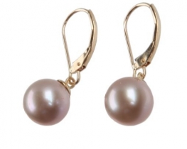 Gold Pearl Earrings Violete 9,5 mm