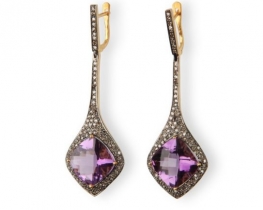 Victorian Earrings Amethyst and Diamonds 