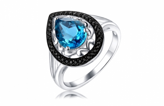 Prstan Love Blue - modri topaz in spineli