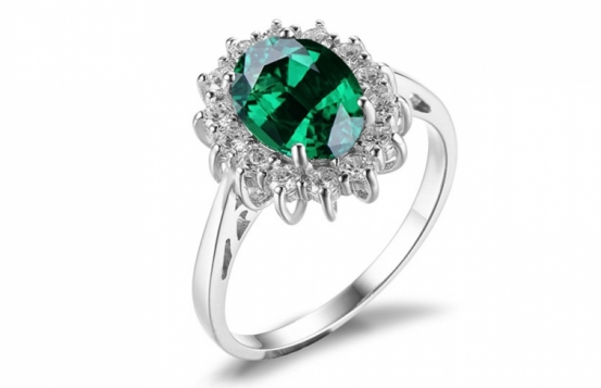 Silver Ring LOVE BEAM EMERALD