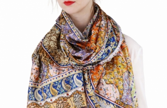 Svileni šal OASIS - vezen