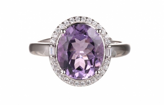 Silver Ring Amethyst Love Beam