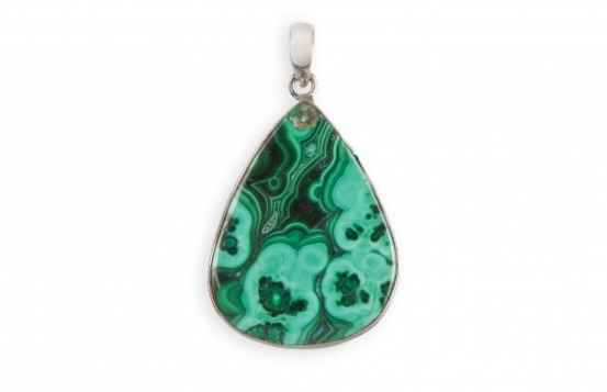 Malahit srebrn obesek Srce Zemlje