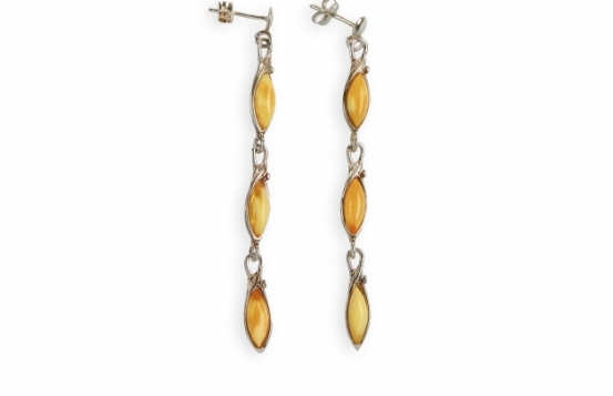 Honey Amber Earrings Marquise