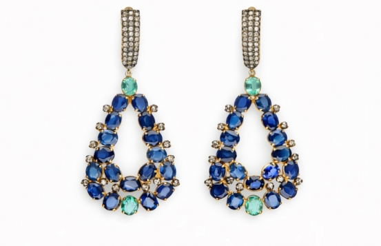 Gold Earrings Blue Princes