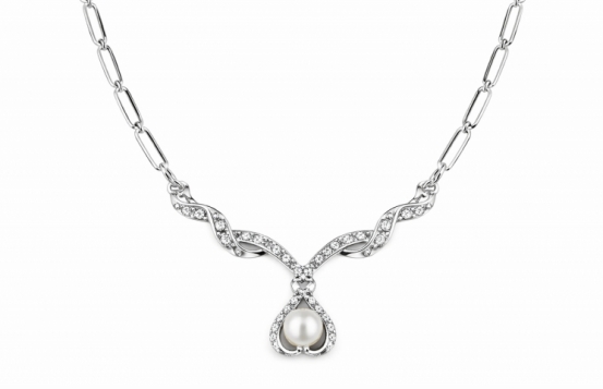 Silver Necklace with Pearl VALERIE