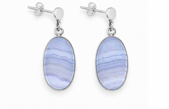 Silver Dangle Earrings Chalcedony Aqualis