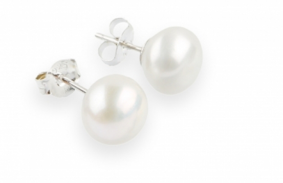 Silver Pearl Earrings 8 mm - Miramar 