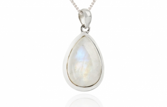 Srebrn obesek Mavrična solza - mesečev kamen