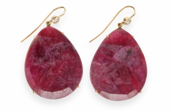 Gold Earrings natural Ruby ​​& Diamonds