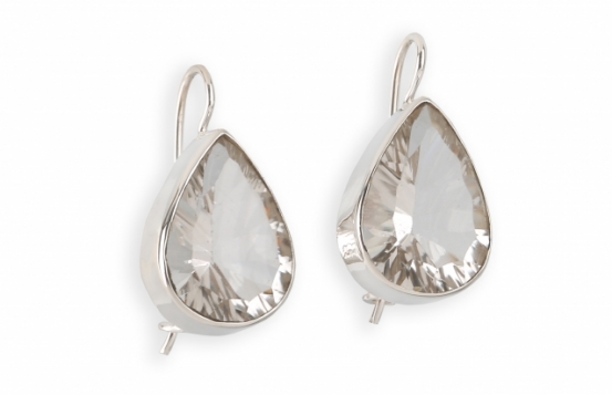 Silver Earrings Crystal Tear