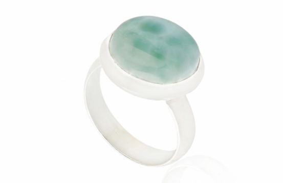 Silver Ring Larimar - Circle