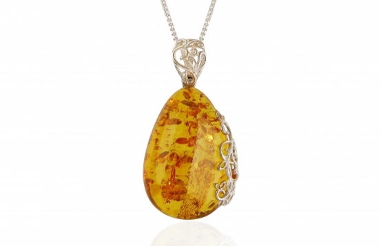 Amber Silver Pendant ARWEN
