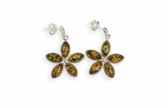 Srebrni uhani jantar SELENA