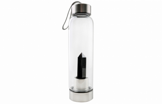 Steklenica s kristalom za vodo - črni obsidijan