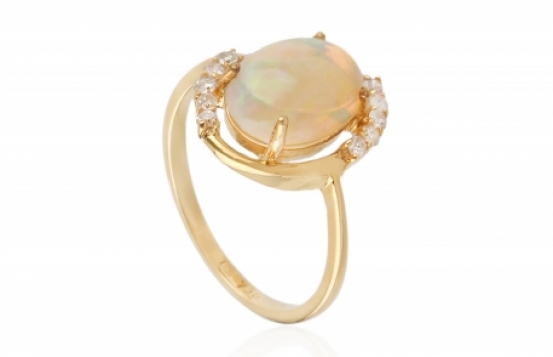 Zlat prstan Allegro OPAL z diamanti