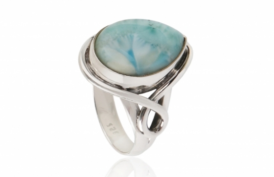 Srebrn prstan LARIMAR Infinity