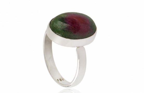 Srebrn prstan Rubin Zoisit