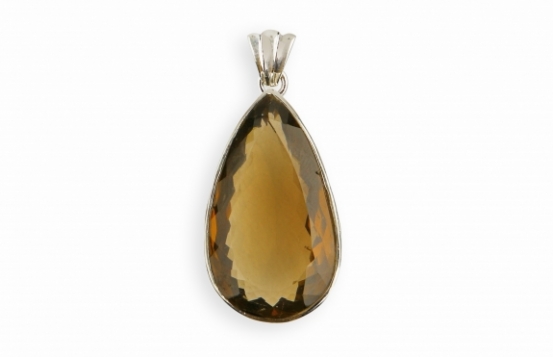 Silver Pendant Smoky Topaz TEARDROP