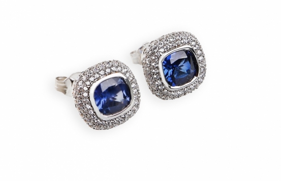 Silver Earrings Blue Sapphire LB Metropolis