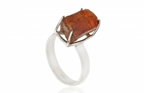 Silver ring natural Tourmaline 9 x 14 mm