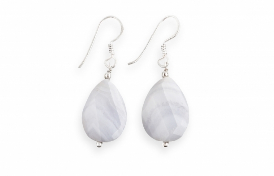 Srebrni uhani BLUE LACE kalcedon 10 x 20 mm