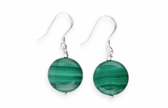 Srebrni uhani MALAHIT 14 mm