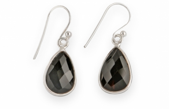 Srebrni uhani oniks BLACK ROSE 
