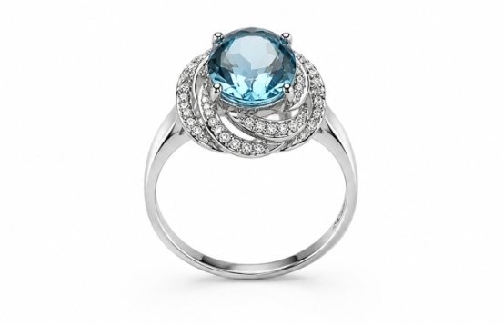 Prstan Blue Lagoon – Modri topaz s cirkoni