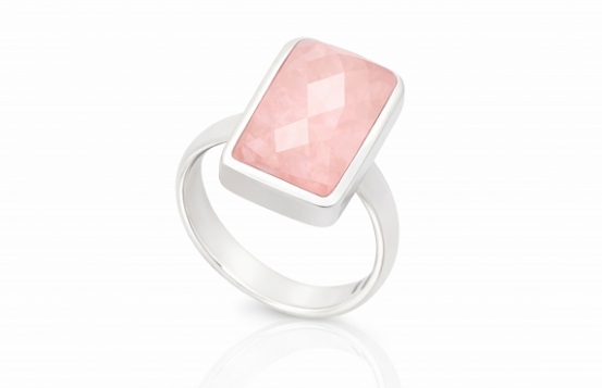 Silver Ring Morganite – Cushion Cut