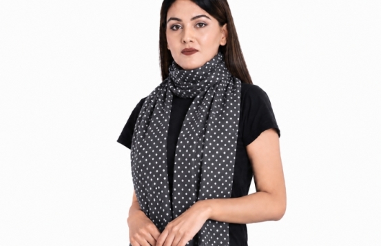 Wool Scarf VERONA - Grey & White