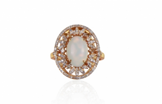 Ring OPAL with Diamonds Art Nouveau