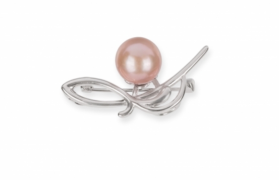 Silver Brooch with Pearl Violet