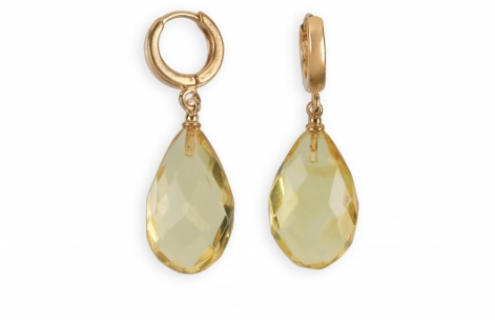 Pozlačeni jantar uhani Calypso