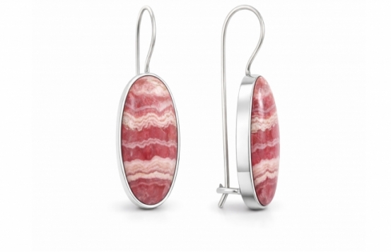 Silver Earrings Rhodochrosite Premium