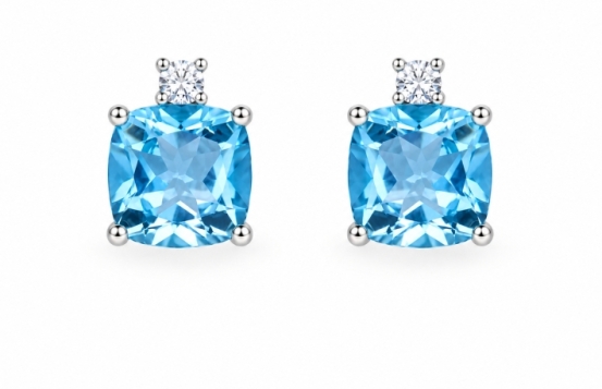 Srebrni uhani Sky Blue Topaz Duo Star