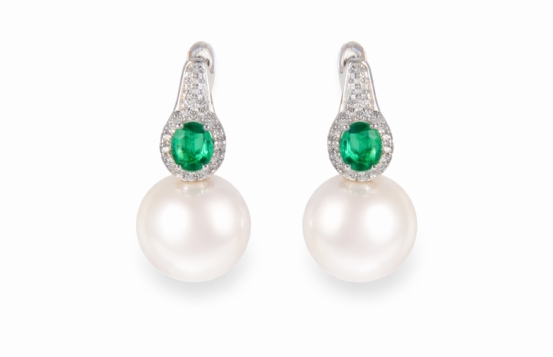 Biserni uhani s smaragdi Lorca