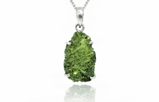 Silver Pendant Moldavite Bohemian 14 × 26 × 7 mm