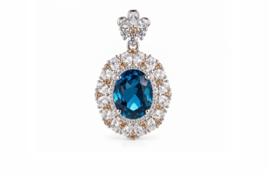 Srebrn obesek Modri topaz BLUE ÉTOILE FLEUR