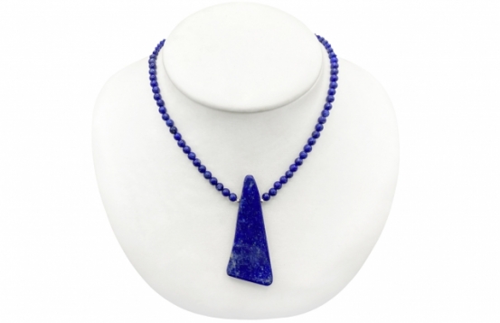 Lapis lazuli ogrlica AA 4 mm z obeskom