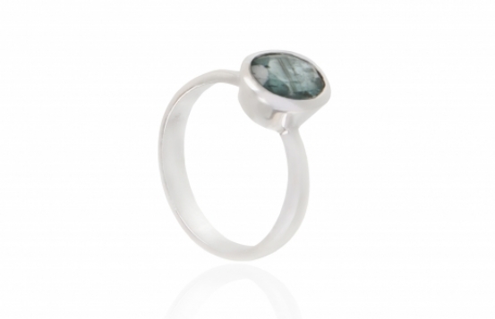 Silver Ring OPUS Green Kyanite 