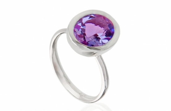 Silver Amethyst Ring 9 x 11 mm AAA