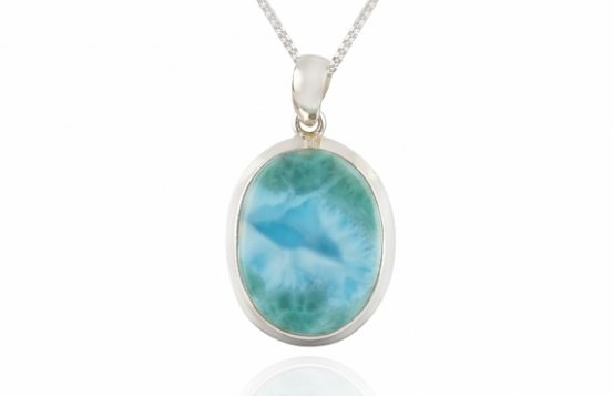 Srebrn obesek Larimar Aqua 