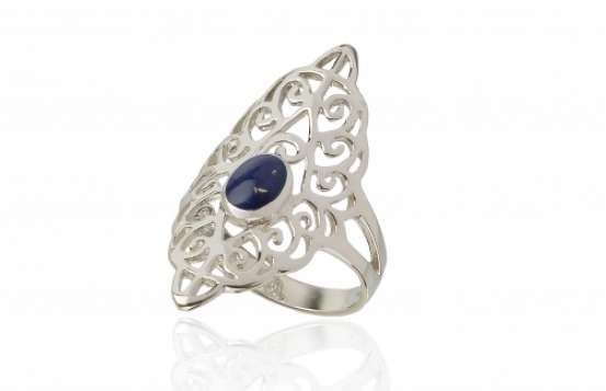 Silver Ring Lapis Lazuli Art Deco