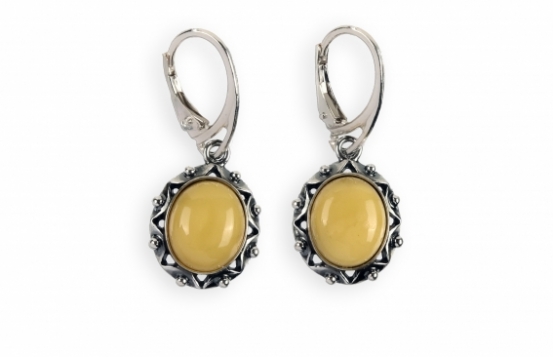 Vintage Silver Earrings Honey Amber