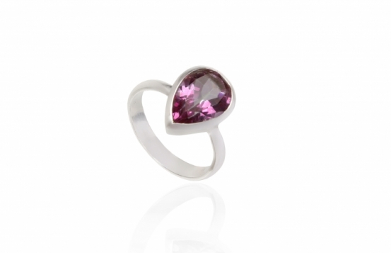 Silver Ring Pink topaz – Teardrop of light